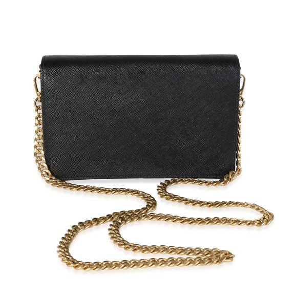 Prada Black Saffiano Leather Mini Chain Wallet - Picture 2 of 7